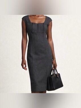 Calvin Klein NWT Midi Sheath Pencil Dress Charcoal Cap Sleeve Career Women Sz 6